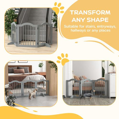 PawHut Freestanding Pet Gate Barrier 3 Pannel w/ Support Feet