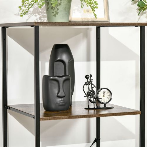 HOMCOM Industrial Storage Cabinet with 2 Shelves 3 Fabric Drawers Rustic Brown