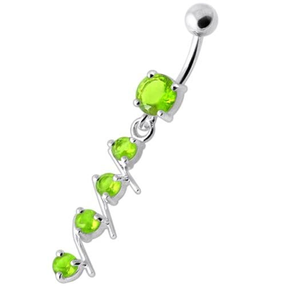 4 step Round Jeweled Dangling Navel Bar