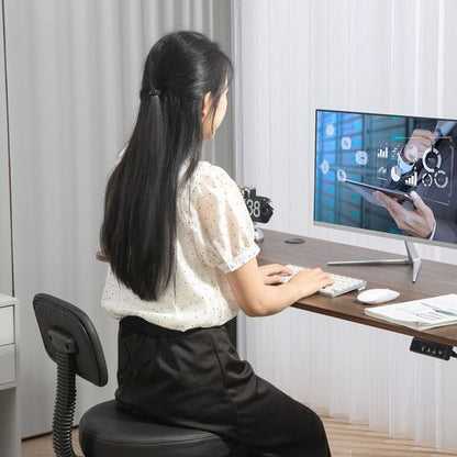 HOMCOM Faux Leather Adjustable Stool, 360° Swivel Chair for Study, Black