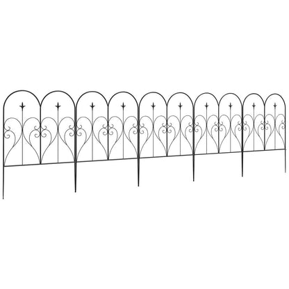 Outsunny 5PCs Decorative Garden Fencing 32in x 10ft Metal Border Edging