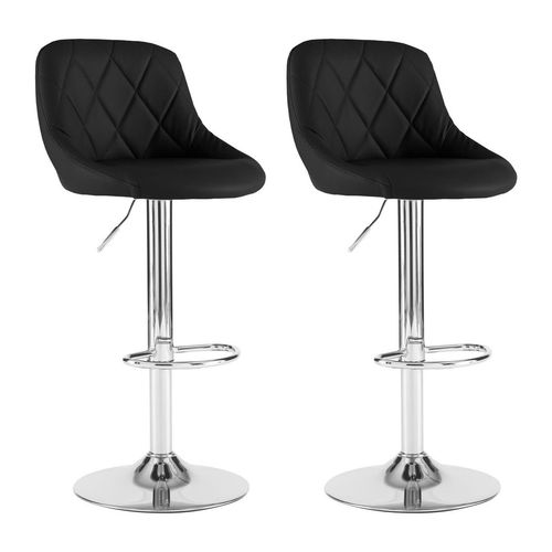 Neo Set of Two Black Leather Bar Stools