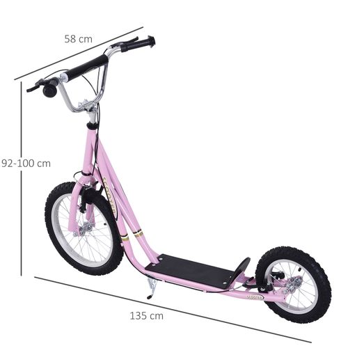 Teen Scooter Adjustable Height Dual Brakes Rubber Wheels Kickstand HOMCOM