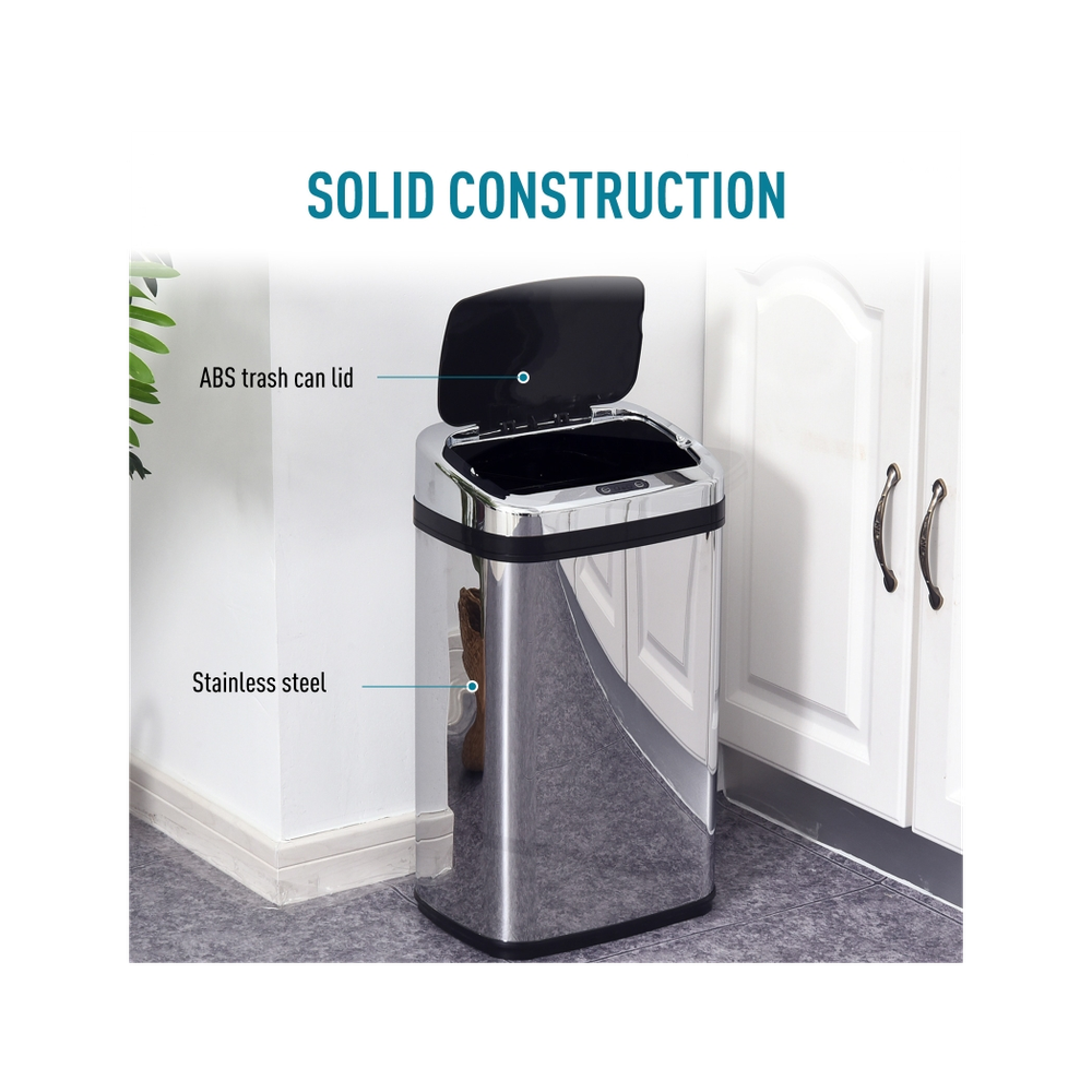 Premium 30L Silver Automatic Kitchen Bin - Lid, Infrared Sensor - High Quality Stainless Steel