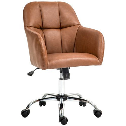 HOMCOM Computer Desk Chair with PU Leather, Swivel Wheels