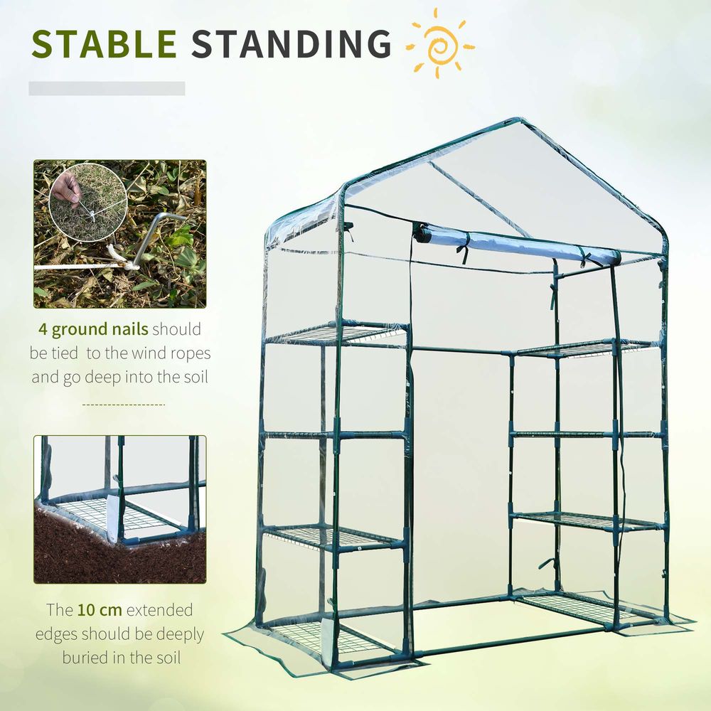 High-Quality 4-Tier Portable Greenhouse: Sturdy Metal Frame, 8 Shelves for Easy Plant Placement, Ideal for All Your Growing Needs