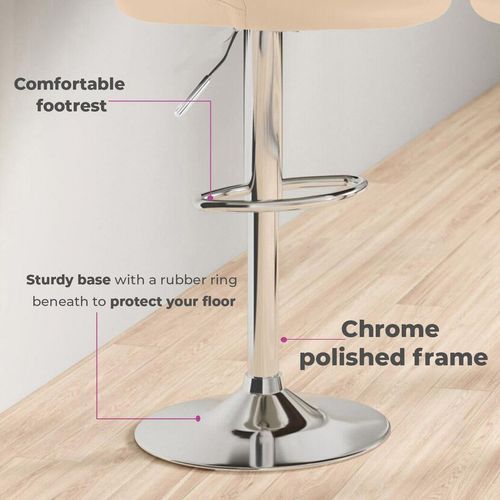 Neo Set of Two Cream Leather Bar Stools