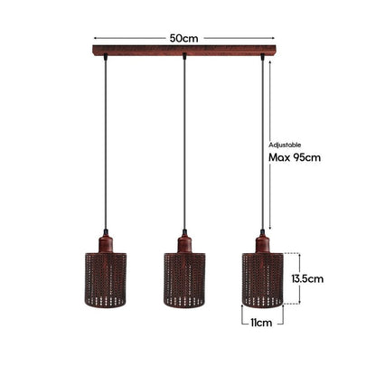 Vintage Rustic Red Pendant Light - Industrial Metal Brushed Cage Lamp Shade - E27 Base - High Quality and Stylish - Perfect for Any Room