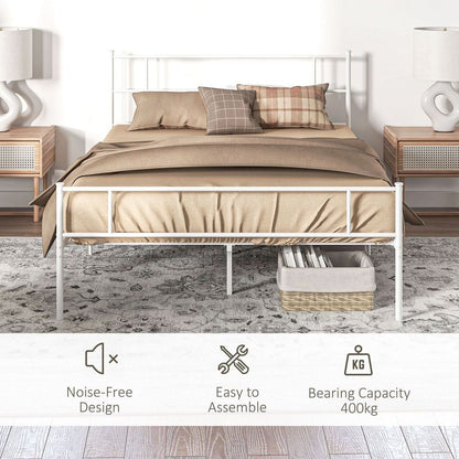 HOMCOM King Metal Bed Frame w/ Headboard and Footboard, Underbed Storage Space