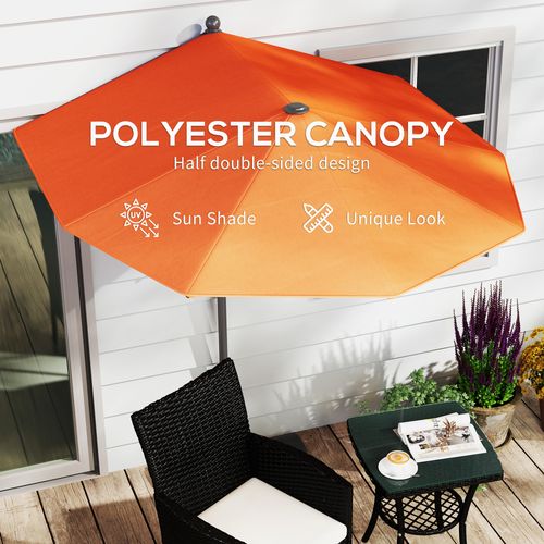 Outsunny 2m Half Garden Parasol Market Umbrella w/ Crank Handle, Orange