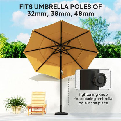 Outsunny Parasol Base 15kg Garden Umbrella Stand with Cut-Out Design, Black