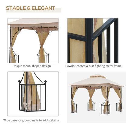 Outsunny Metal Gazebo Beige - Waterproof & UV Resistant - 3m x 3m - With Sides