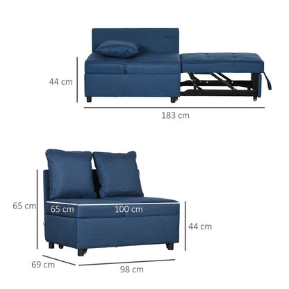 HOMCOM Folding Sleeper Sofa Bed Chair, Blue - Quality, Comfort, Versatility