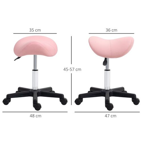 HOMCOM Saddle Stool Adjustable Rolling Salon Chair for Massage Spa Beauty Pink
