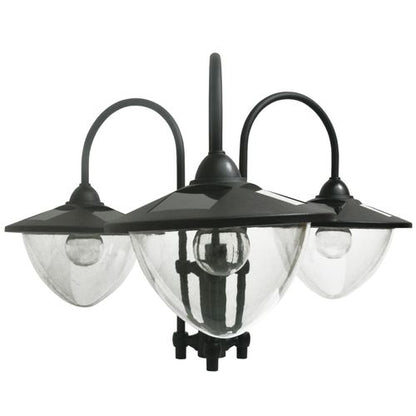 Outsunny 3-head LED Solar Light Lamp Street Light Post with Planter Base, Black