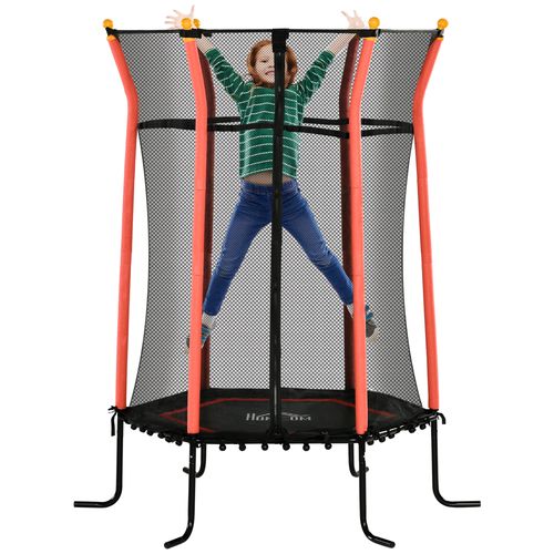 HOMCOM 5.4FT Kids Trampoline With Enclosure Indoor Outdoor for 3-10 Years Red