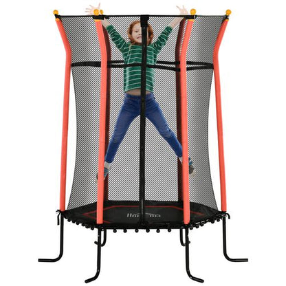 HOMCOM 5.4FT Kids Trampoline With Enclosure Indoor Outdoor for 3-10 Years Red