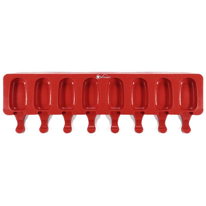 Ice Lolly Mould Silicone 8 Cavity Ice Cream Lolly with 50 Sticks - Red