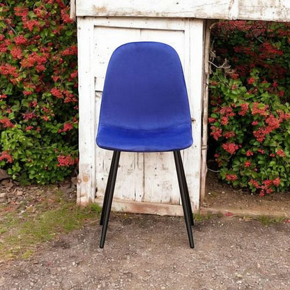 BLUE FABRIC CHAIR BLACK METAL LEGS