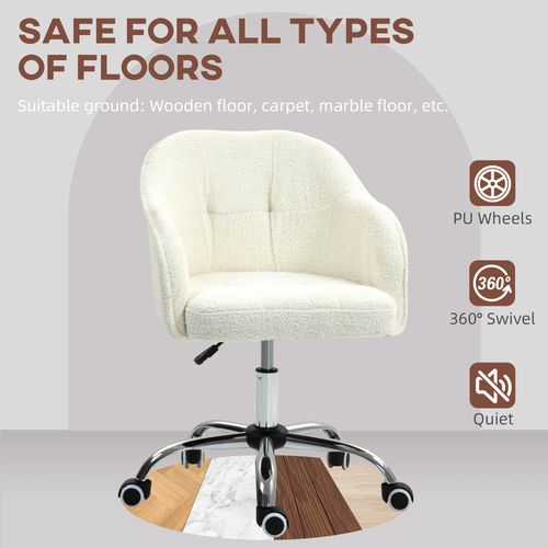 HOMCOM Fluffy Vanity Chair for Desk, with Height Adjustable, Wheels