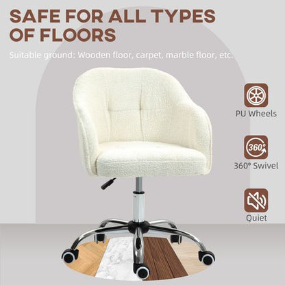 HOMCOM Fluffy Vanity Chair for Desk, with Height Adjustable, Wheels