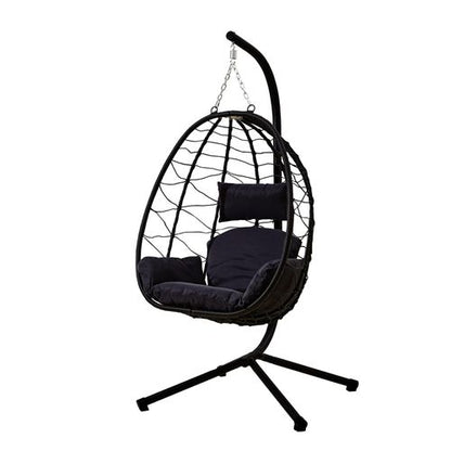 Neo Black Hanging Swing Egg Chair With Cushions