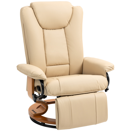 HOMCOM PU Leather Reclining Armchair with Footrest for Living Room, Beige