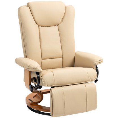 HOMCOM PU Leather Reclining Armchair with Footrest for Living Room, Beige