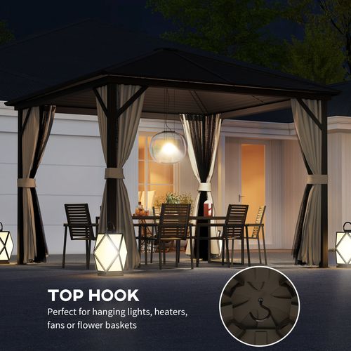 Outsunny 3x3(m) Hardtop Gazebo Outdoor Shelter with Aluminium Frame