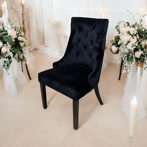 BLACK VELVET DINING CHAIR 91x56x66cm