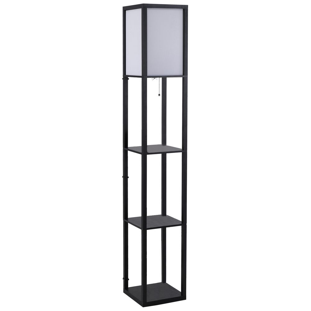 Modern 4-Tier Shelf Floor Lamp - Store, Display, and Illuminate - Black/White