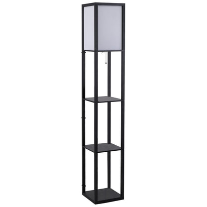 Modern 4-Tier Shelf Floor Lamp - Store, Display, and Illuminate - Black/White
