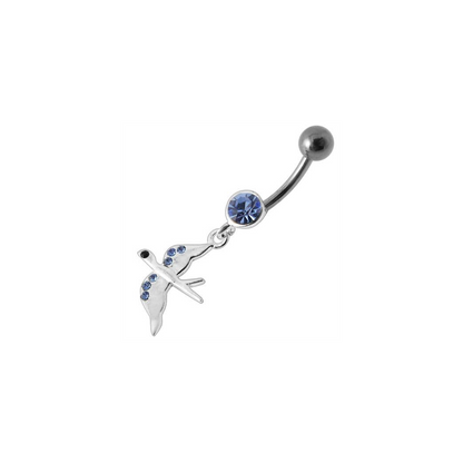 Jeweled Flying Pigeon Dangling Belly Ring
