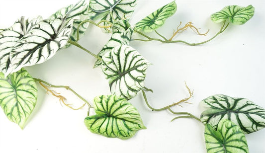 6 x 120cm Artificial Hanging Trailing Plant Alocasia Dragon Scale Light