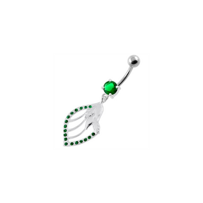 Jeweled Floral Shell 925 Sterling Silver Navel Bar