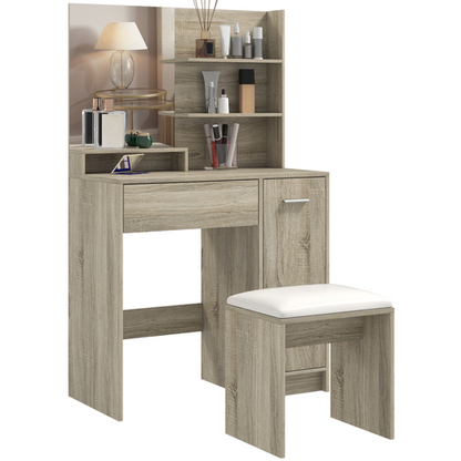 HOMCOM Dressing Table with Mirror and Stool, Makeup Desk for Bedroom