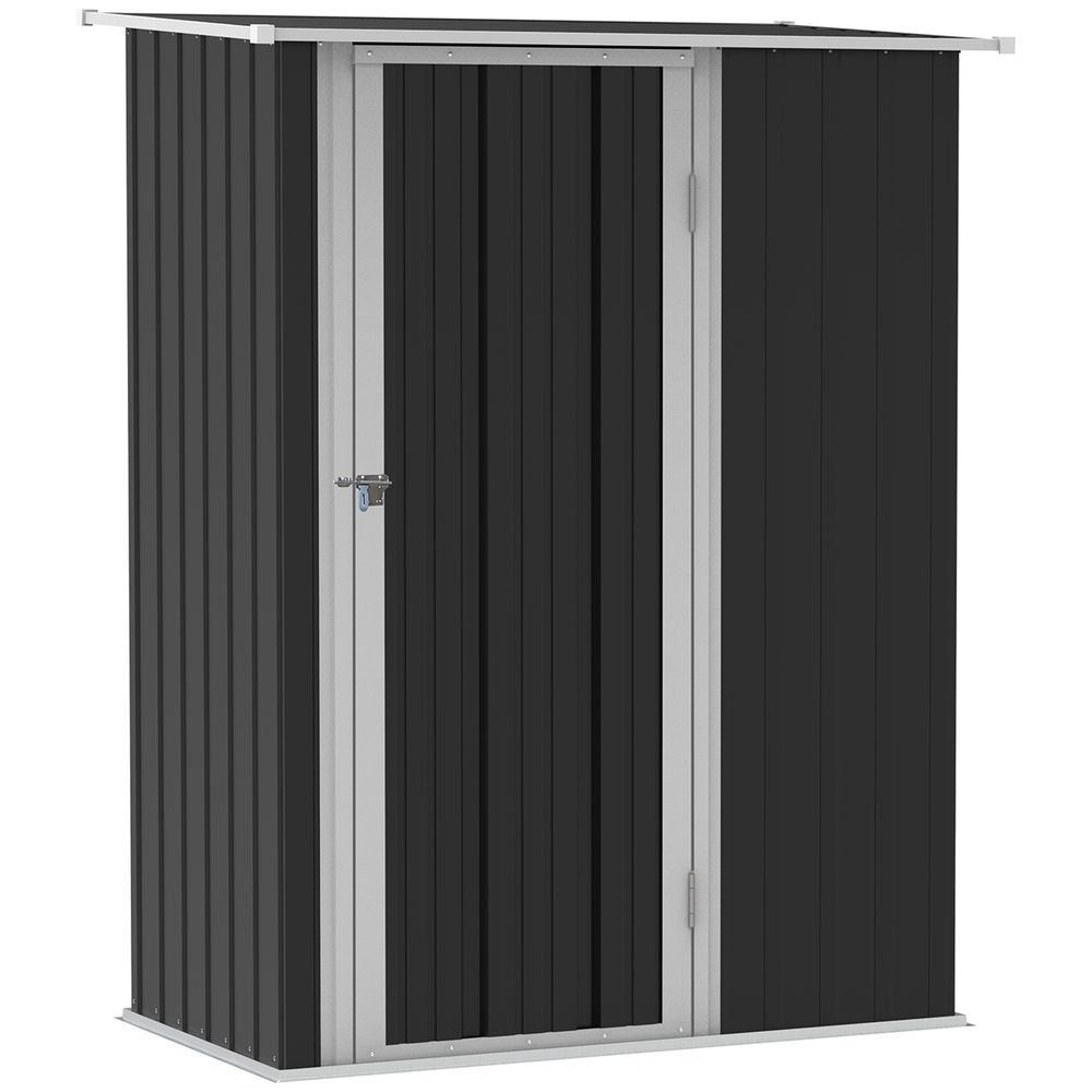 Grey Garden Storage Shed | Lockable Door | Sloped Roof | 142x84x189cm