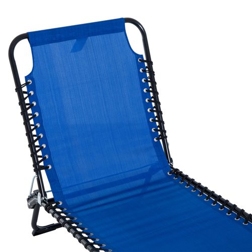 Outsunny Folding Sun Lounger, 3 Positions-Blue