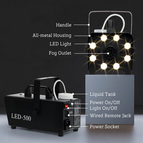 HOMCOM Halloween Fog Machine with 13 LED Colours and 4 Effects, 450W 2000CFM