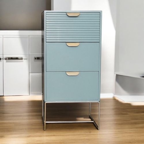 64CM GREEN WOODEN 3 DRAWER BEDSIDE TABLE