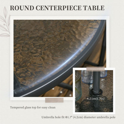 High-Quality 5PC Rattan Dining Set - Table, Chairs & Umbrella Hole - Outdoor Patio Furniture