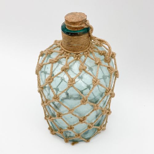 13" GLASS DECORATIVE BOTTLE/VASE-AQUA