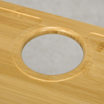 HOMCOM Foldable Wine/Table, Bamboo Picnic/Outdoor Table with Bottle/Glass Holder