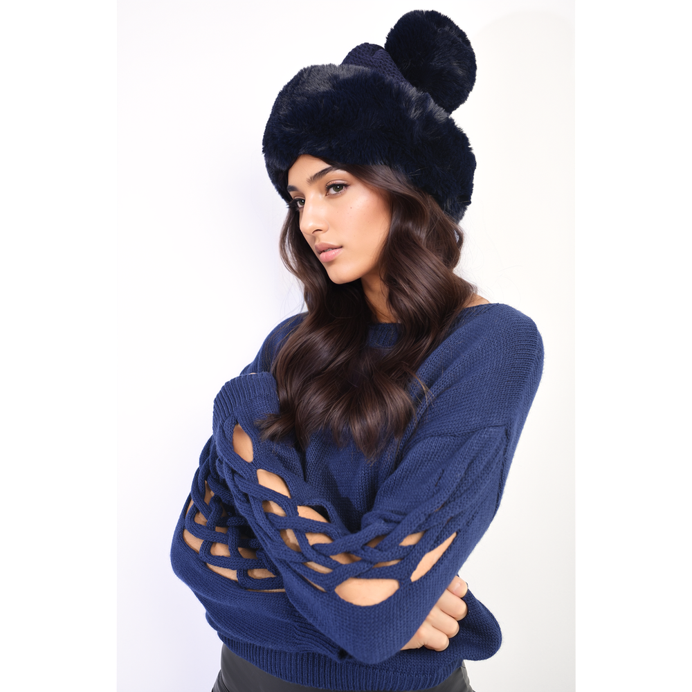 Faux Fur Knitted Winter Hat