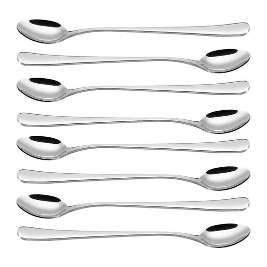 8 Piece Long Handle Stainless Steel Latte Spoon Silverware Flatware Home Use Tableware Dinnerware Set