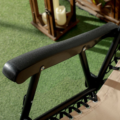 Outsunny Folding Rocking Chair - Outdoor Portable Zero Gravity - Beige