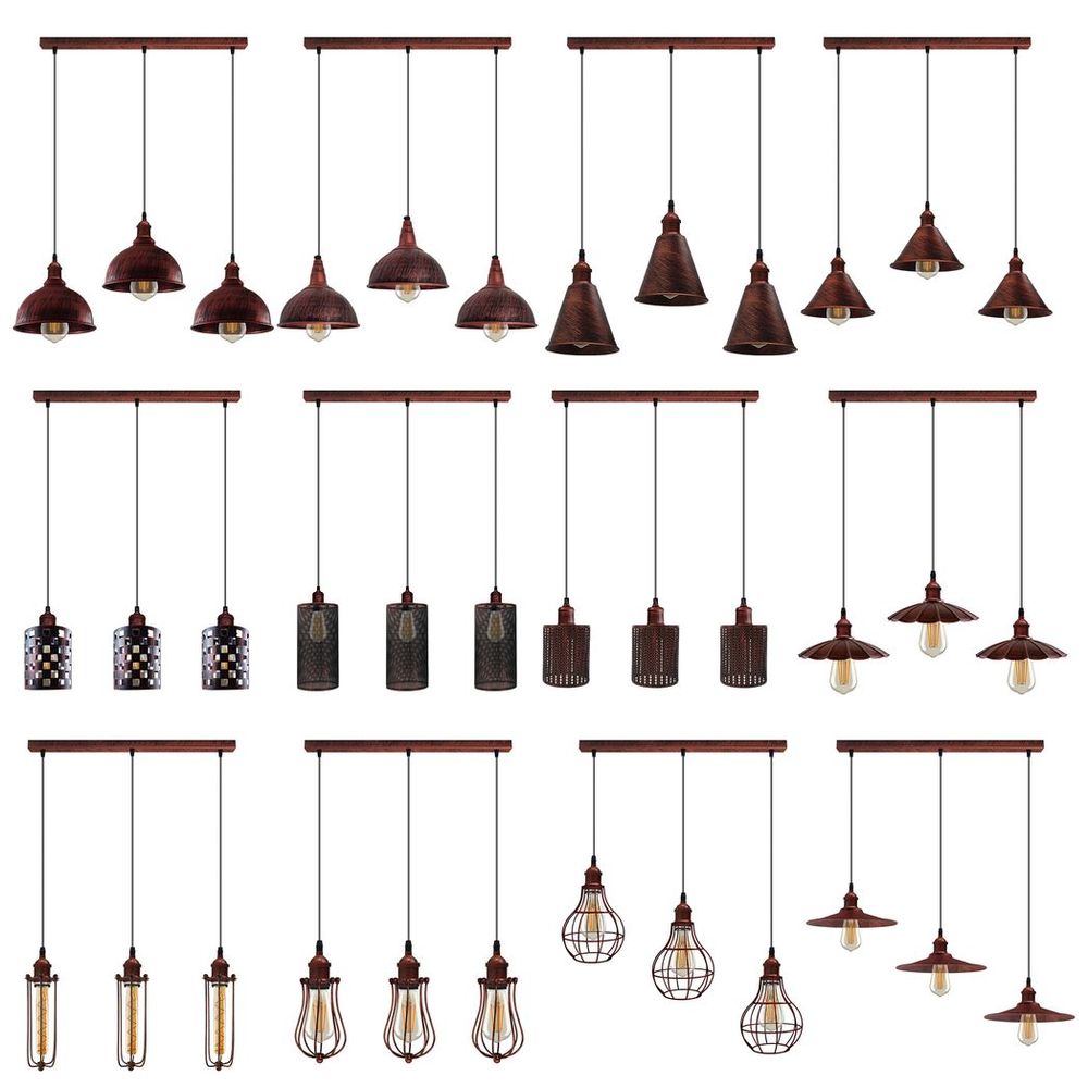 Vintage Rustic Red Pendant Light - Industrial Metal Brushed Cage Lamp Shade - E27 Base - High Quality and Stylish - Perfect for Any Room