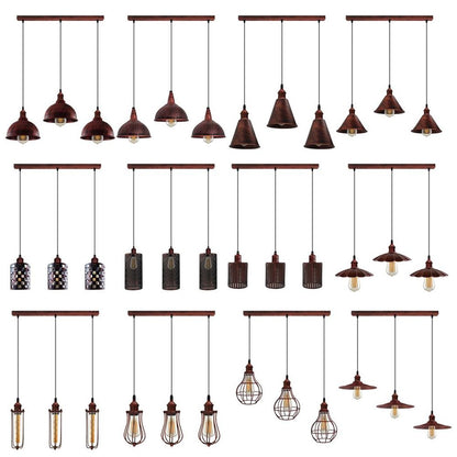 Vintage Rustic Red Pendant Light - Industrial Metal Brushed Cage Lamp Shade - E27 Base - High Quality and Stylish - Perfect for Any Room