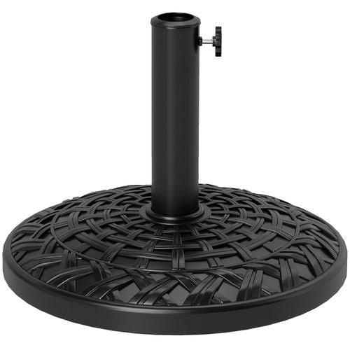 Outsunny 12kg Garden Parasol Base, Round Resin Garden Umbrella Base, Black