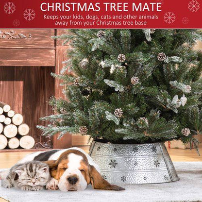 Homcom 66cm Christmas Tree Collar with Hollow Snowflake Patterns Silver